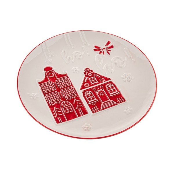 Biely servírovací keramický tanier s vianočným motívom ø 26 cm Christmas cottage – Dakls