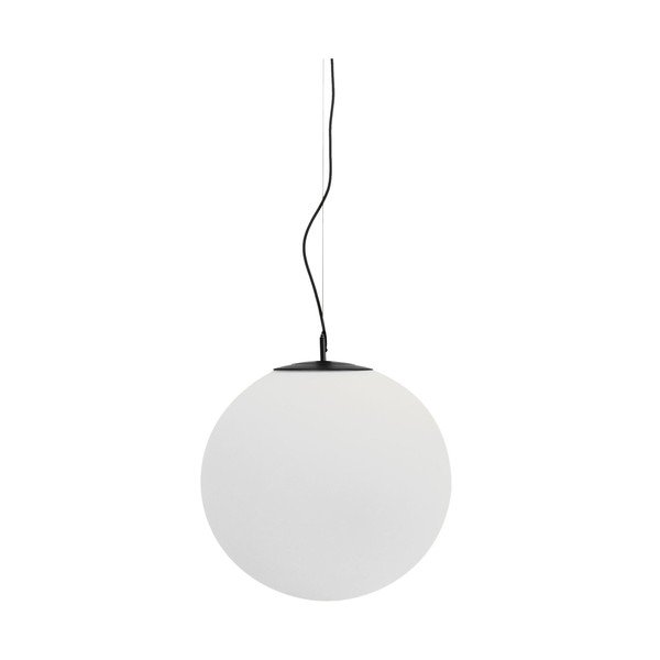 Biele/čierne kovové závesné svietidlo so skleneným tienidlom ø 50 cm Brisia – Kave Home