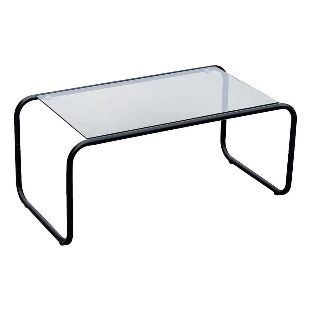 E-shop Čierny konferenčný stolík so sklenenou doskou 40x80 cm Ventana – Leitmotiv