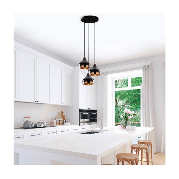 Závesné svietidlo v čierno-medenej farbe pre 3 žiarovky Opviq lights Yildo-image-1