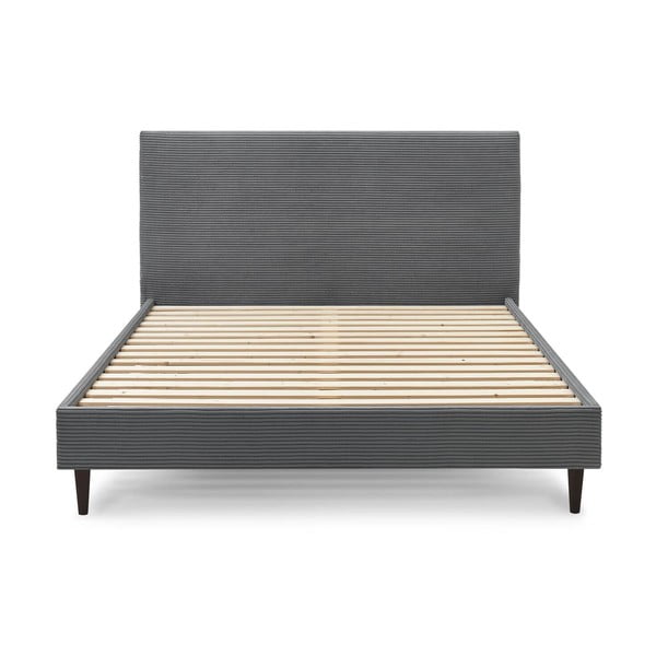 Tmavosivá menčestrová dvojlôžková posteľ Bobochic Paris Anja Dark, 180 x 200 cm-image-1