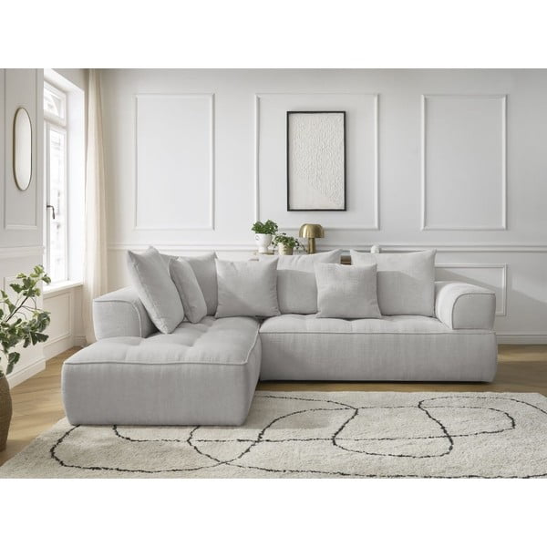 Svetlosivá ženilková rohová pohovka (ľavý roh/do L) Whesley – Bobochic Paris-image-1