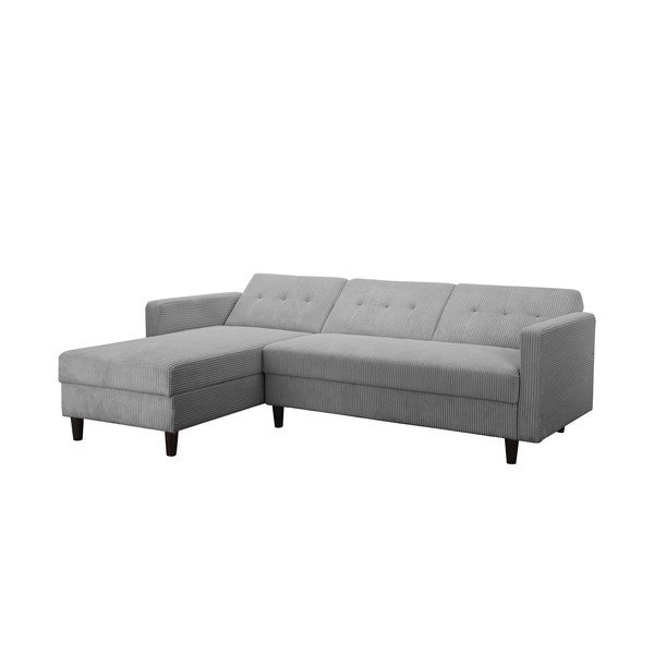 Svetlosivá menčestrová rozkladacia rohová pohovka Hartford – Støraa-image-4