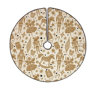 Bavlnený koberec pod vianočný stromček Butter Kings Golden Nut Cracker, ø 130 cm