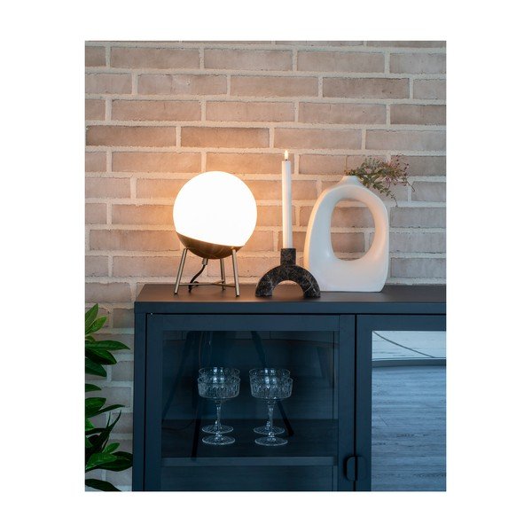 Biela LED stmievateľná stolová lampa so skleneným tienidlom (výška 32 cm) Chelsea – House Nordic-image-1