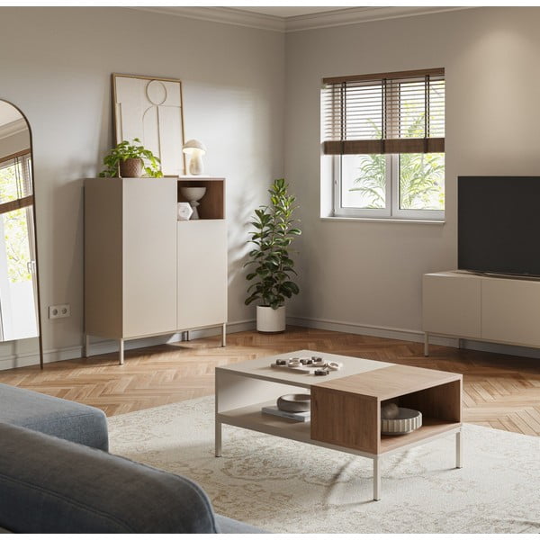 Krémový konferenčný stolík 56x90 cm Cailin – Marckeric-image-1