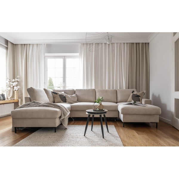 Béžová menčestrová rozkladacia rohová pohovka (ľavý roh) Lofty Lilly – Miuform-image-4