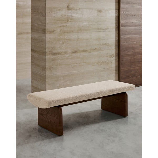 Béžová/v tmavoprírodnej farbe ženilková lavica Topaz – Kave Home-image-2