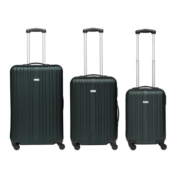 Sada 3 tmavozelených cestovných kufrov Packenger Travel