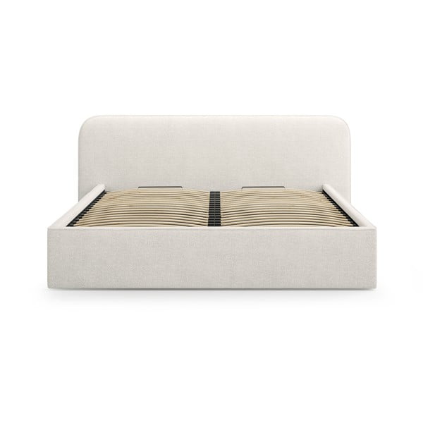 Svetlosivá čalúnená dvojlôžková posteľ s úložným priestorom s roštom 140x200 cm Elizabeth – Micadoni-image-4