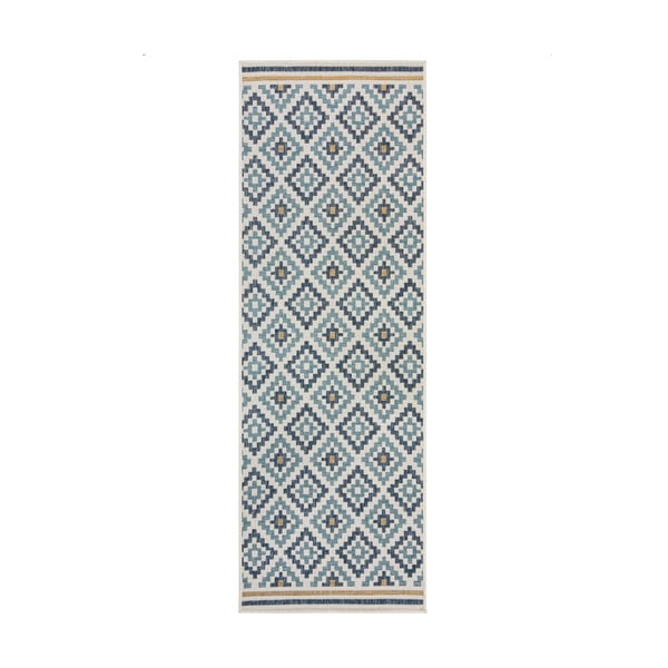 Žlto-modrý vnútorný a vonkajší koberec 80x230 cm Zia Trellis – Flair Rugs