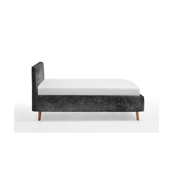 Tmavosivá čalúnená dvojlôžková posteľ s úložným priestorom s roštom 140x200 cm Mattis – Meise Möbel-image-3