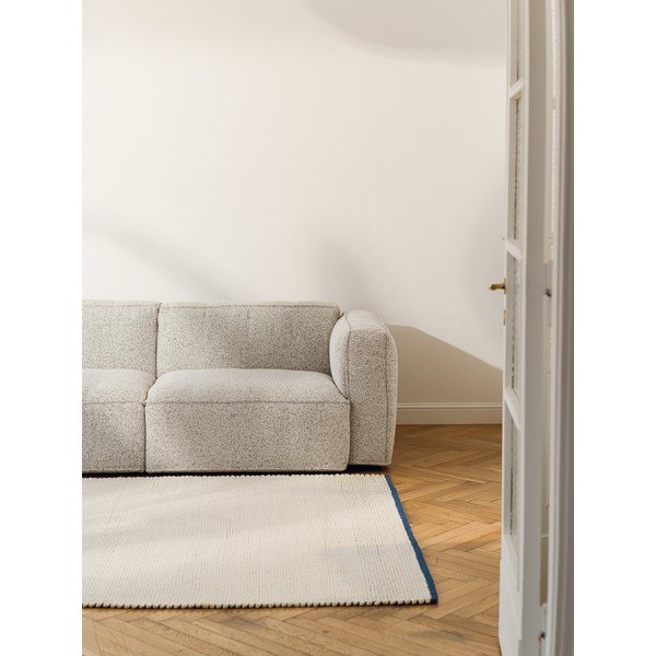 Modrý/béžový ručne tkaný vlnený koberec 140x200 cm Lenu – noo.ma-image-1