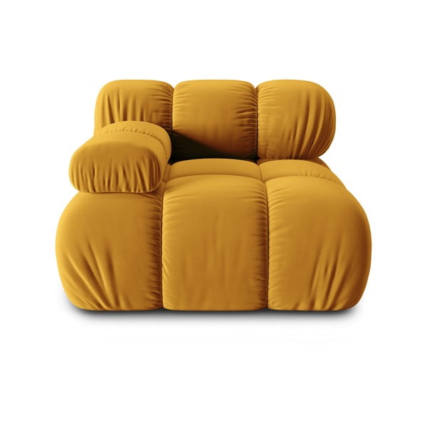 Žltý zamatový modul pohovky (ľavý roh) Bellis – Micadoni Home
