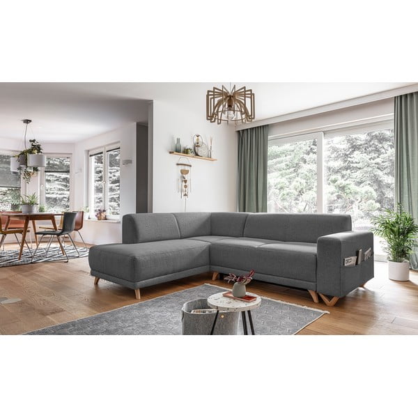 Sivá rozkladacia/s úložným priestorom rohová pohovka (ľavý roh/do L) Classy Sophie – Miuform-image-3