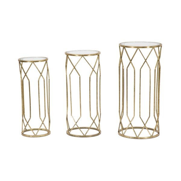 Okrúhle odkladacie stolíky v súprave 3 ks so sklenenou doskou ø 32 cm Tunisi – Mauro Ferretti-image-1