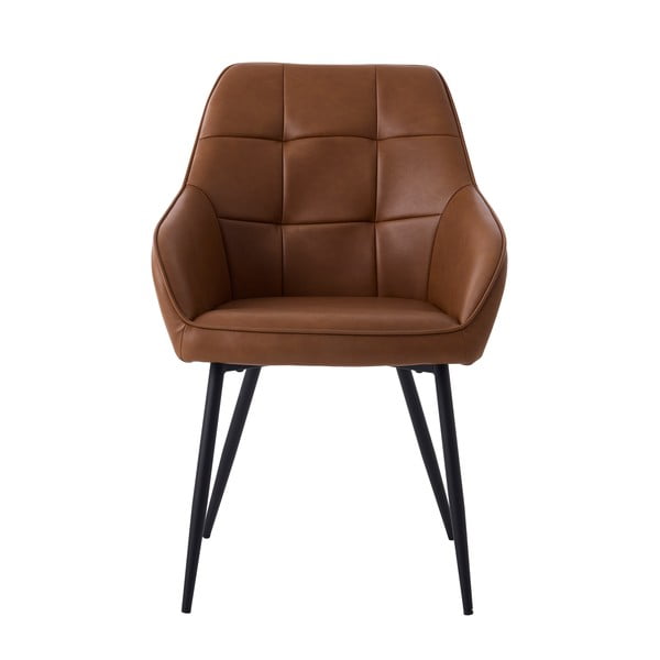 Hnedé čalúnené jedálenské kreslá v súprave s podrúčkami 2 ks Nolan Square – Unique Furniture-image-3