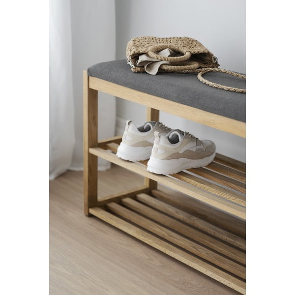 Skrinka na topánky z dubového dreva s lavicou v prírodnej farbe Confetti – Rowico-image-1