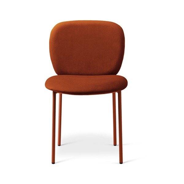Čalúnená stohovateľná jedálenská stolička v terakotovej farbe Caroline – Micadoni -image-1