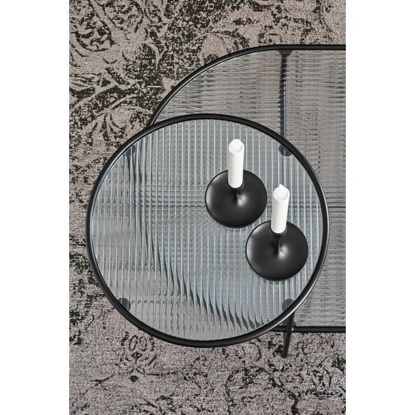 Čierny konferenčný stolík so sklenenou doskou Teulat Nix-image-1