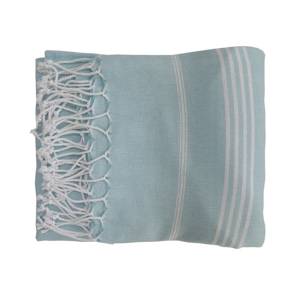 Modrá ručne tkaná osuška z prémiovej bavlny Sultan, 100 × 180 cm
