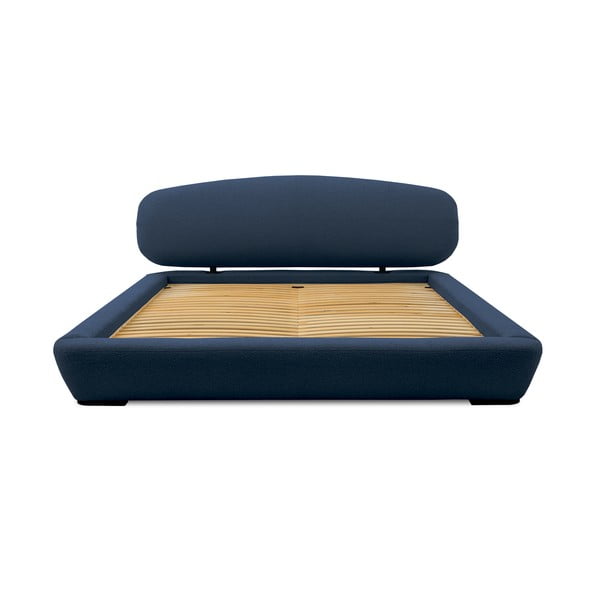 Tmavomodrá čalúnená dvojlôžková posteľ s roštom 140x200 cm Odette – Scandic-image-3