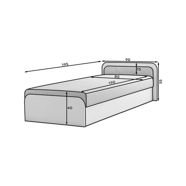 Okrovožltá/hnedá čalúnená/z drevotriesky jednolôžková posteľ s úložným priestorom s matracom 80x190 cm Parys – ELTAP-image-3