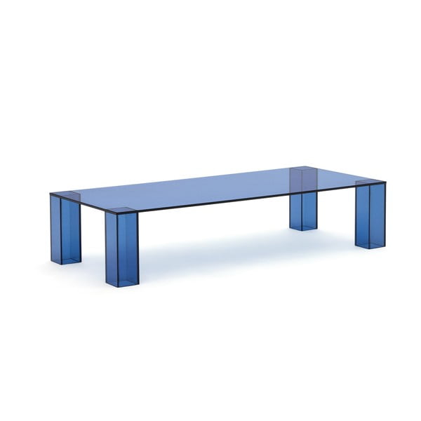 Modrý sklenený konferenčný stolík 60x140 cm Adularia – Kave Home