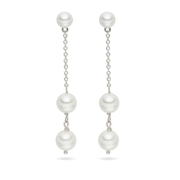 Biele perlové náušnice Pearls Of London Romance, 5,5 cm