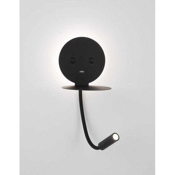 Čierne hliníkové LED nástenné svietidlo s ohýbateľnou konštrukciou/s USB portom Eclip – Nova Luce-image-4