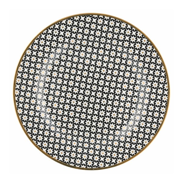 Tanier z kostného porcelánu s čiernym vzorom Green Gate Dot, ⌀ 20,5 cm