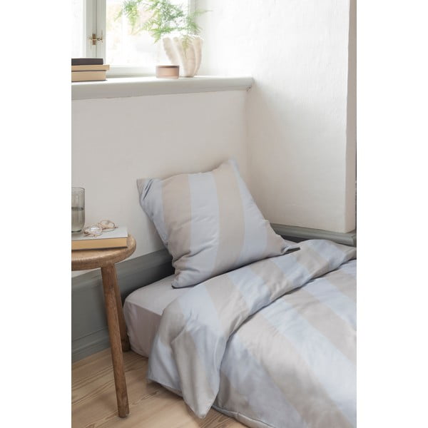 Svetlosivo-béžové obliečky na jednolôžko z bavlneného saténu 140x200 cm Diagonal – Mette Ditmer Denmark-image-1