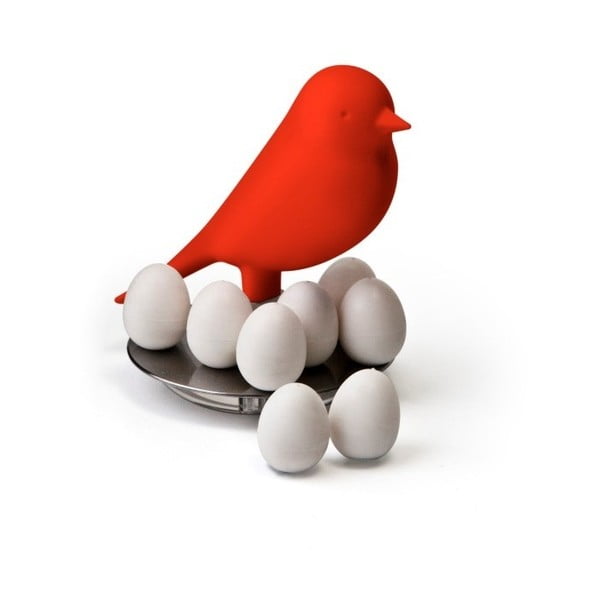 Červený stojan s magnetmi Qualy Magnetic Egg Sparrow