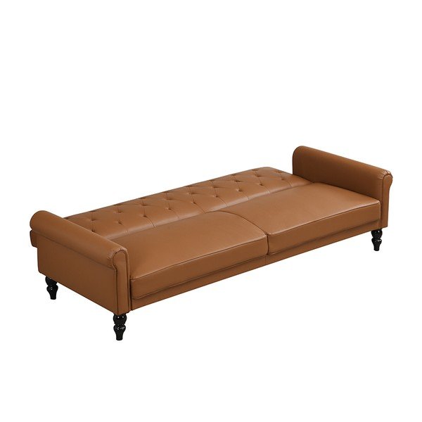Koňakovohnedá polohovacia/rozkladacia pohovka z imitácie kože 222 cm Tyne – Støraa-image-4