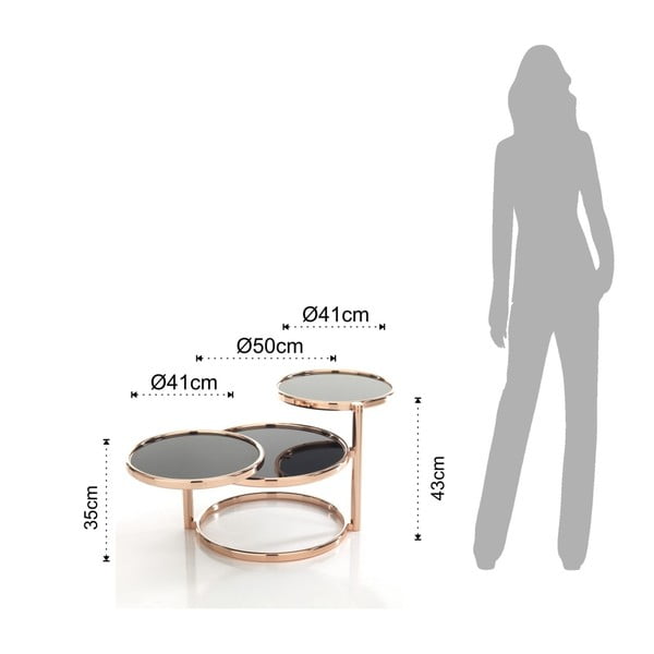 Otočný konferenčný stolík v medenej farbe a s čiernou doskou Tomasucci Tree Rings Cooper, Ø 50 cm-image-1