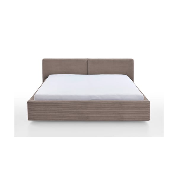 Svetlohnedá čalúnená dvojlôžková posteľ bez roštu 180x200 cm Cube – Meise Möbel-image-3