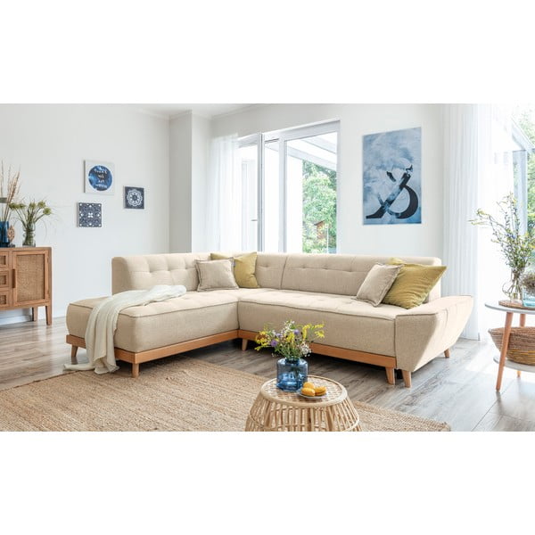 Béžová rozkladacia rohová pohovka Miuform Dazzling Daisy L, ľavý roh-image-3