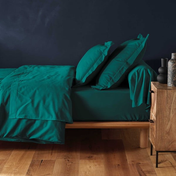 Tmavozelená napínacia bavlnená plachta 160x200 cm Lina – douceur d'intérieur-image-1