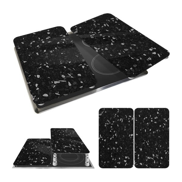 Súprava 2 čiernych sklenených krytov na sporák Wenko Universal-image-3