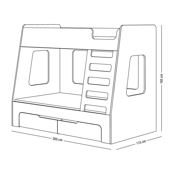 Biela poschodová posteľ s modrými detailmi Devoto Nimbo I.-image-1