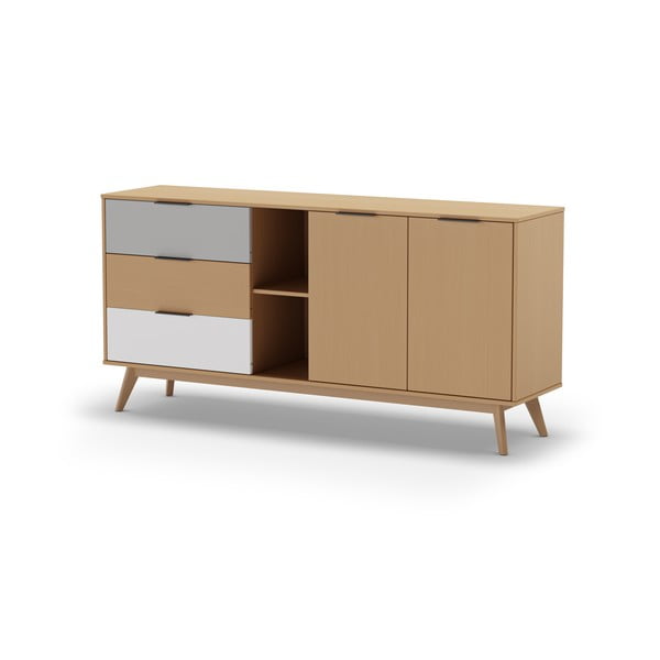 Nízka komoda z borovicového dreva v prírodnej farbe 165x81 cm Elfa - Marckeric-image-2