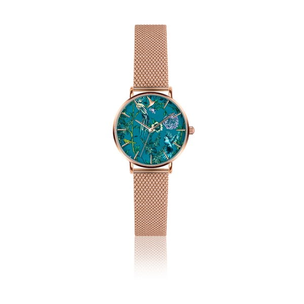 Dámske hodinky s remienkom z antikoro ocele v ružovozlatej farbe Emily Westwood Garden