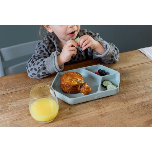 Modrý silikónový detský tanier 16x25 cm – Kindsgut-image-4