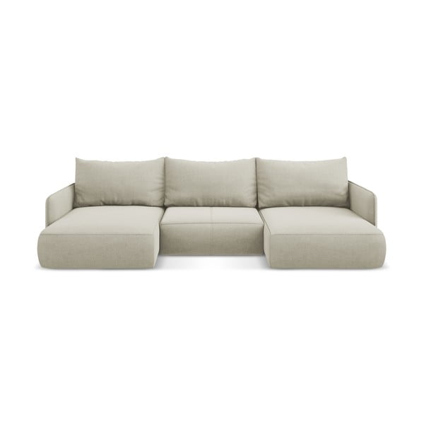 Krémovobiela rozkladacia/s úložným priestorom rohová pohovka Nanea – Makamii