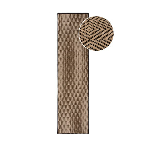 Jutový behúň v čierno-prírodnej farbe 60x230 cm Diamond – Flair Rugs
