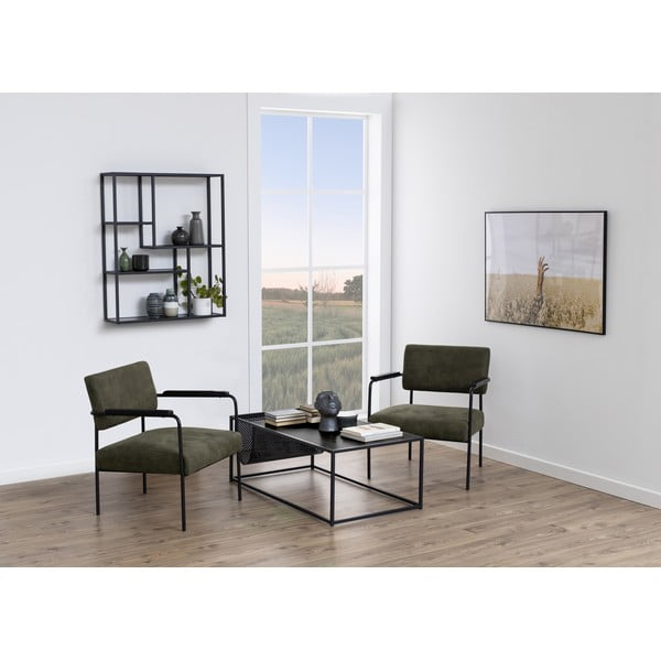 Čierna nástenná knižnica v dekore jaseňa 75x91 cm Seaford – Actona-image-1