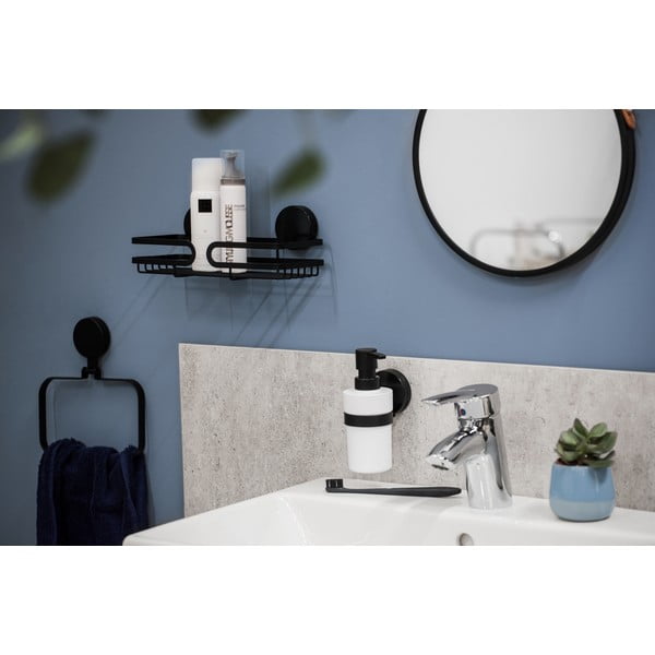 Čierny nástenný držiak na uterák Wenko Static-Loc® Plus-image-1