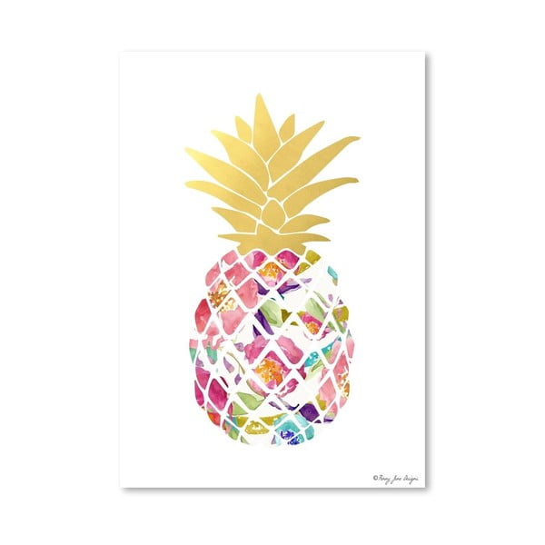 Plagát Watercolor Floral Pineapple