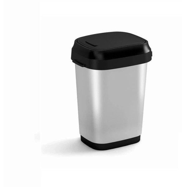 Pedálový plastový odpadkový kôš v striebornej farbe 10 l Dual Swing Bin Style S – KIS