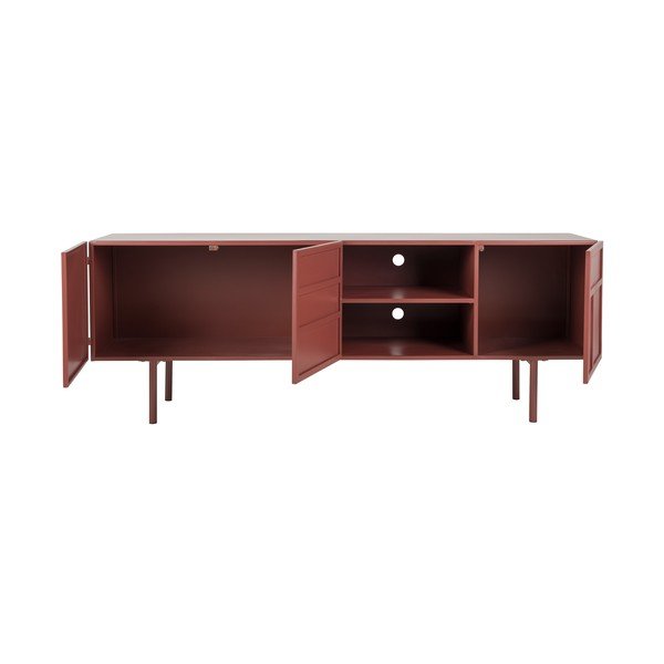 Červený kovový TV stolík 160x58x36 cm Davis – White Label-image-3